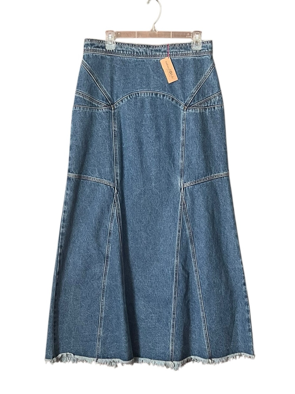 NWT Denim Natural Life boho frayed hem maxi skirt. SZ. 12